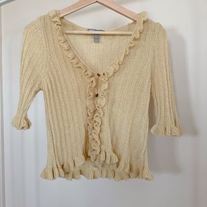 ASOS DESIGN cropped cardigan with ruffle edges